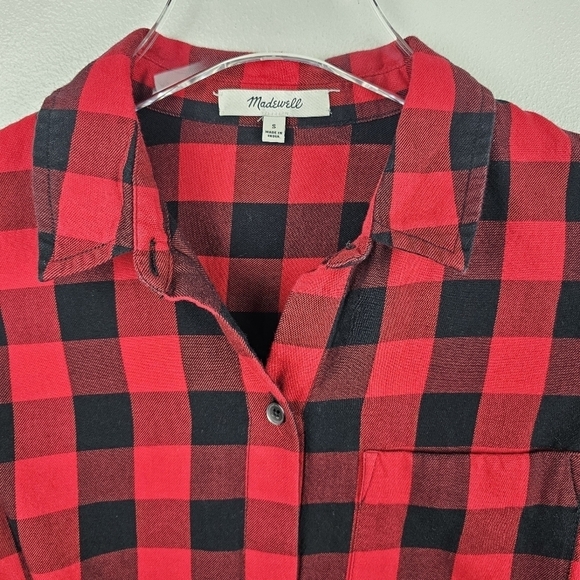 Madewell K2765 Buffalo Check Tie-Front Shirt, size Small - Picture 4 of 8